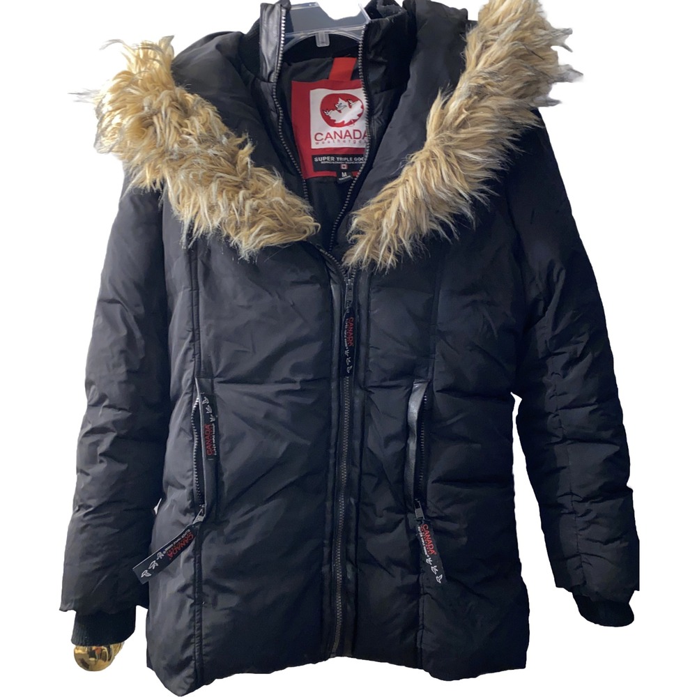 Canada Weathergear Super Triple Goose Faux Fur Hood Warm Women's Size M Flaw